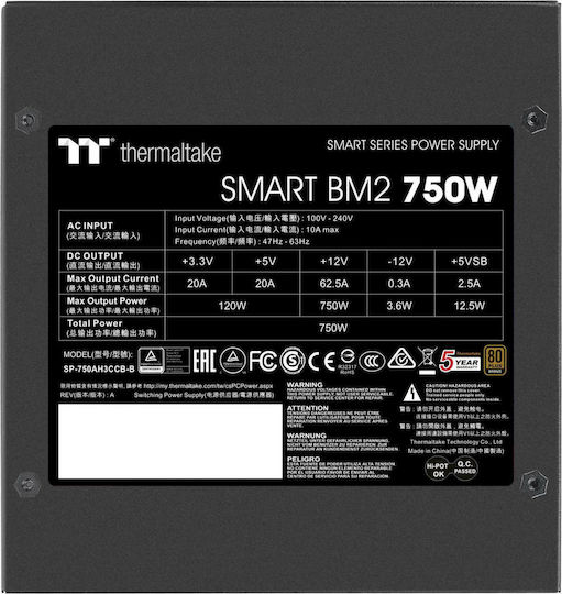 Thermaltake Smart BM2 750W Black Computer Power Supply Semi Modular 80 Plus Bronze