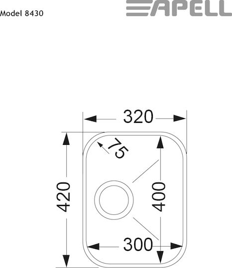 Apell 8430 8430-110 Поддръжка Мивка Inox Сатен Ш32xД42см Сребрист