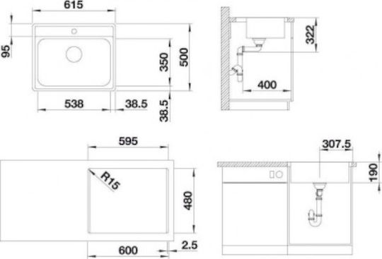 Blanco Lemis 6if Ένθετος Brushed 61.5x50cm Blanco Lemis 6if Ένθετος Brushed 61.5x50cm