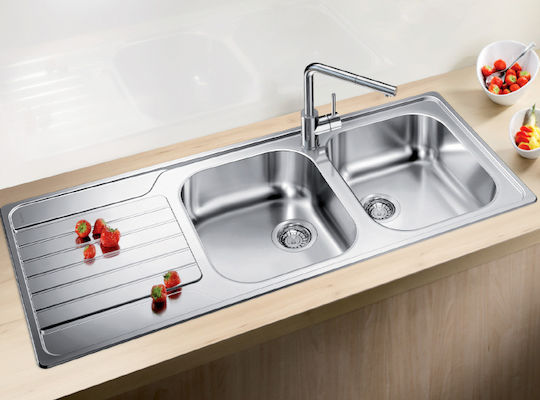 Blanco Dinas 8 S 523376 Drop-In Spüle Inox Gebürstet B116xT50cm Silber