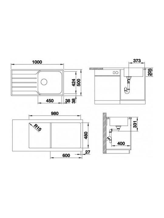 Blanco Lemis XL 6 S-IF 523034 Drop-In Chiuvetă Inox Periat L100xW50cm Argintiu