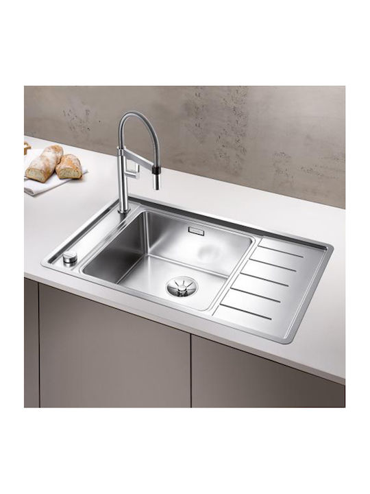 Blanco Andano XL 6 S-IF Compact Left Handed Drop-In Kitchen Sink Left Handed Inox Satin Finish M86xP50cm Silver