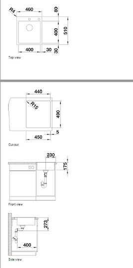 Blanco Zerox 500-U InFino 521589 Undermount Sink Inox Satin W54xD44cm Silver