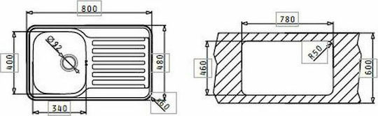 Pyramis Space Mini 1B 1D Ένθετος Inox Μ80xΠ48cm