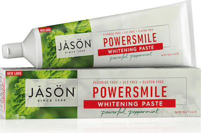 Jason PowerSmile Powerful Peppermint Zahnpasta Ohne Fluorid für Aufhellung Kraftvolle Pfefferminze 170gr