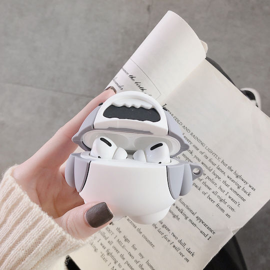 Lykl Shark Θήκη Σιλικόνης με Γάντζο σε Γκρι χρώμα για Apple AirPods