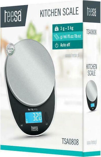 Teesa Digital Kitchen Scale Up To 5kg Black