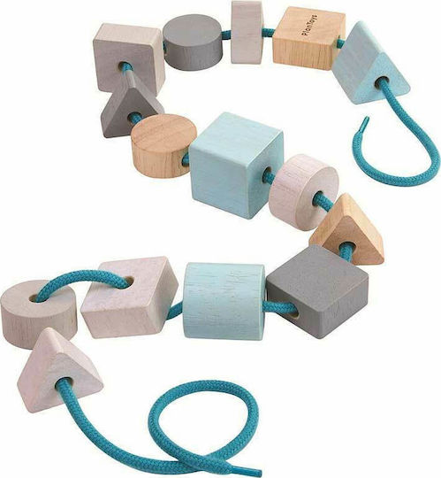 Plan Toys Lacing Toy Beads Geometric Shapes made of Wood for 24++ Months