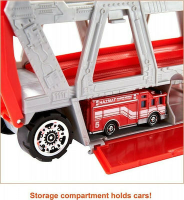 Mattel Transporter Fire Truck Set cu Camion Cutie de chibrituri de pompieri pentru 3++ Ani GWM23