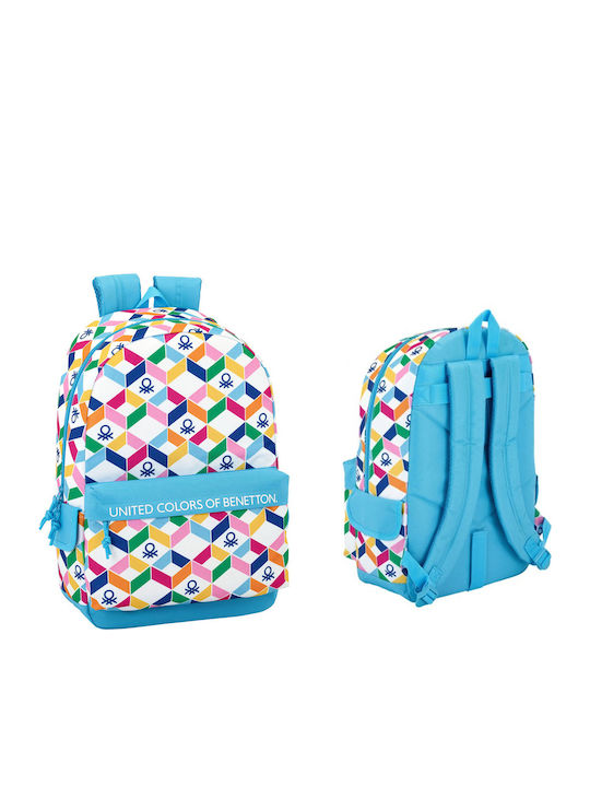 Benetton Geometric Junior High-High School School Backpack Multicolour L30xW14xH46cm