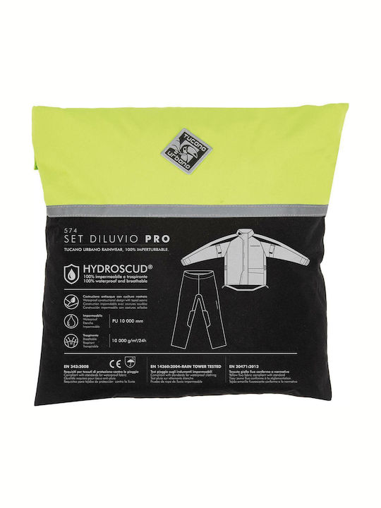 Tucano Urbano Diluvio Pro Ανδρικό Αδιάβροχο Σετ Παντελόνι και Μπουφάν Μηχανής Black - Yellow