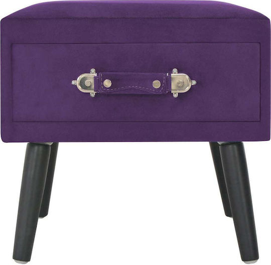Wooden Bedside Table with Fabric Upholstery Purple 40x30x40cm Wooden Bedside Table with Fabric Upholstery Purple 40x30x40cm