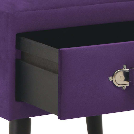 Bedside Table with Fabric Cover Purple 40x30x40cm