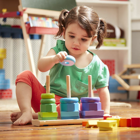 Melissa & Doug Stacking Toy Geometric Shapes made of Wood for 24++ Months