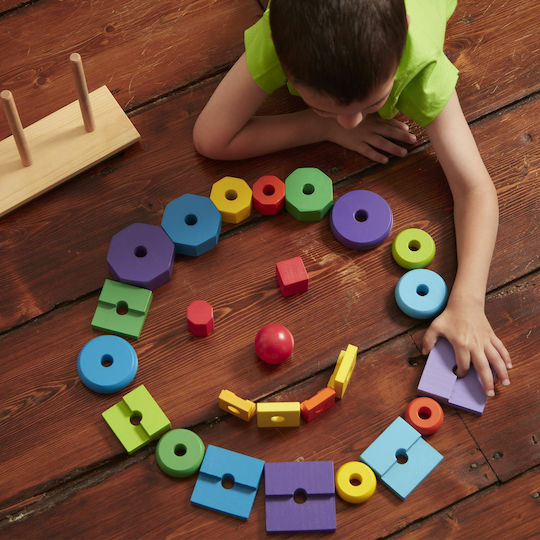 Melissa & Doug Stacking Toy Geometric Shapes made of Wood for 24++ Months