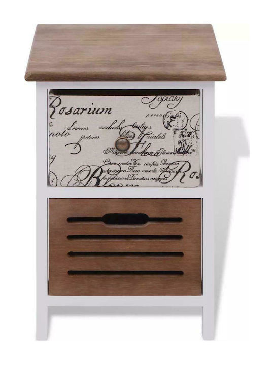 Κομοδίνα από Μασίφ Ξύλο Πολύχρωμα 2τμχ 30x28x46cm