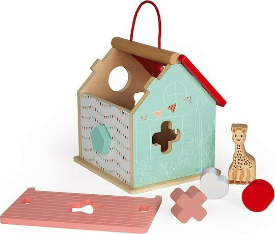 Janod Shape Sorting Toy Sophie La Girafe Shape Sorting House made of Wood for 18++ Months