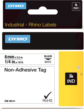 Dymo 18111 Label Maker Tape 5.5m x 6mm in White Colour Compatible with Dymo Rhino/IND