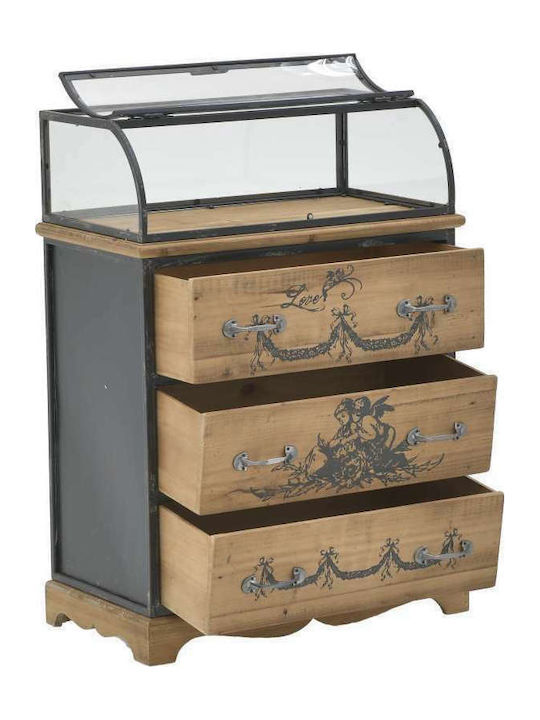 Chest of Drawers of Solid Wood with 3 Drawers Black 67x37x93cm