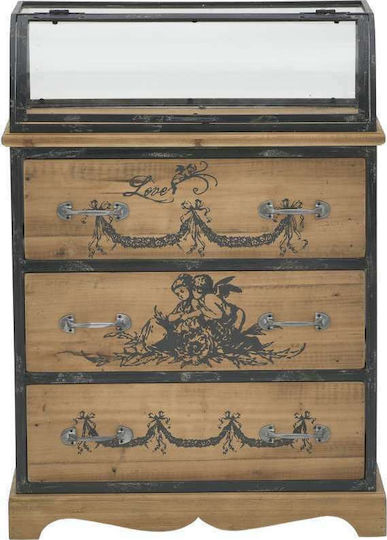 Chest of Drawers of Solid Wood with 3 Drawers Black 67x37x93cm