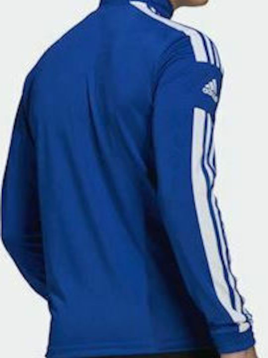 Adidas Squadra 21 Men's Athletic Long Sleeve Blouse with Zipper Blue