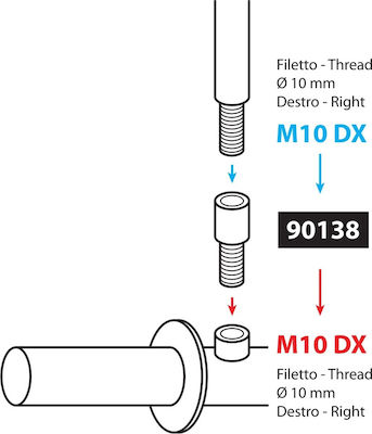 Lampa Motorcycle Adapter Αντάπτορας για Καθρέπτη Μηχανής M10DX Black 1pc 9013.8-LM