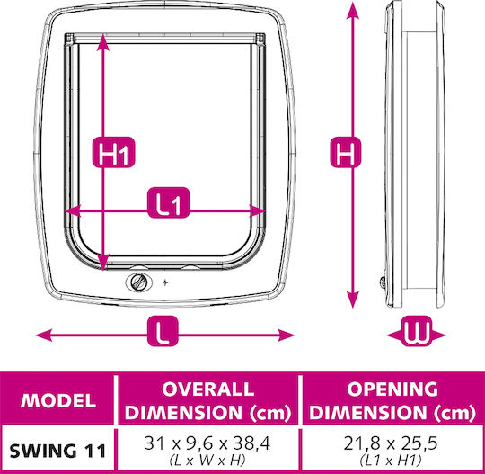 Ferplast Swing 11 Πλαστικό Πορτάκι Σκύλου 4 Κατευθύνσεων 31x9.6x38.4εκ. Καφέ