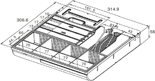 TE Tameiaki Express ΤΕ555 Cash Register Insert Tray with 8 Coin Slots and 6 Slots for Bills 31.5x30.7x5.6cm