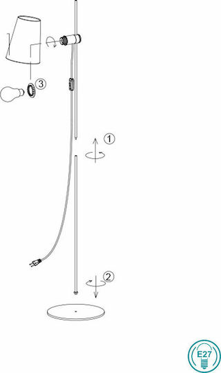 Faro Barcelona Guadalupe Stehleuchte H150xB30cm. mit Fassung für Lampe E27 Schwarz