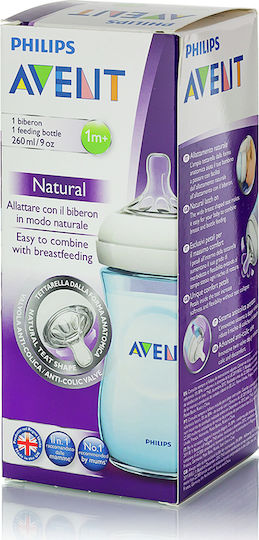 Philips Πλαστικό Μπιμπερό Natural Κατά των Κολικών με Θηλή Σιλικόνης για 1+ μηνών Γαλάζιο Γαλάζιο 260ml