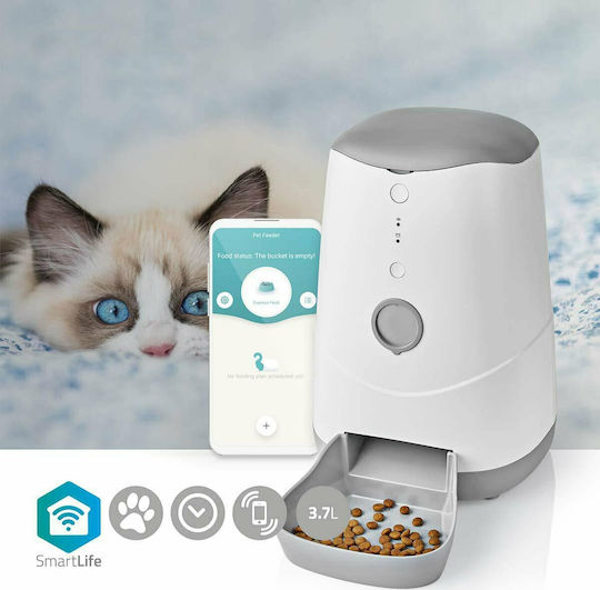 Nedis Automatic Feeder made of ABS Plastic Slow Feeder for Dog & Cat 3.7lt 23cm in White Color