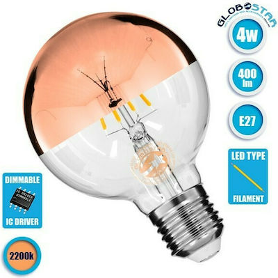 GloboStar LED Lampen für Fassung E27 und Form G90 Warmes Weiß 400lm Dimmbar 1Stück