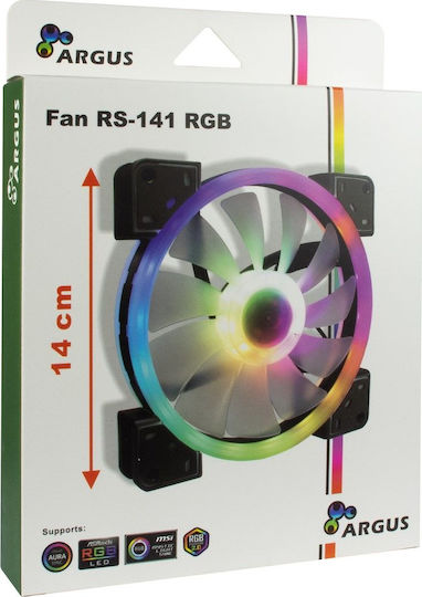 Inter-Tech Argus RS-141 Case Fan 140mm (1200rpm / 38cfm) με RGB Φωτισμό και Σύνδεση 4-Pin PWM