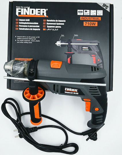 Finder 197218 Burghiu 710W cu Mâner auxiliar, indicator de adâncime, cheie de mandrină