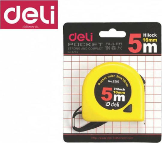 Deli Maßband mit automatischem Rücklauf 16mm x 5m