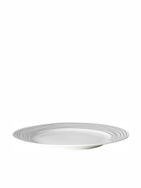 Dutch Rose Shallow Plate Stripe Black Plate Shallow made of Porcelain Multicolour with Diameter 26cm