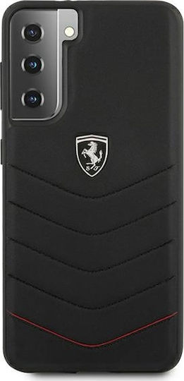 Ferrari Off Track Quilted Umschlag Rückseite Leder Schwarz (Galaxy S21 5G)