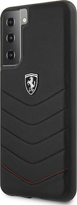 Ferrari Off Track Quilted Leather Back Cover Durable Black (Galaxy S21 5G)