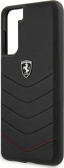 Ferrari Off Track Quilted Umschlag Rückseite Leder Schwarz (Galaxy S21 5G)