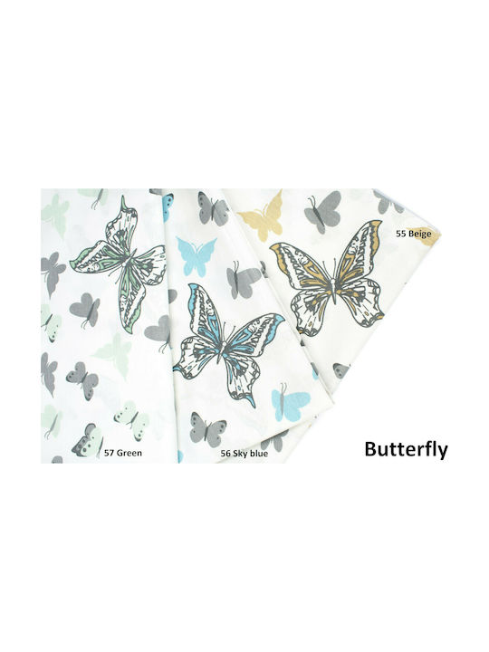 Dimcol Sheet Set Single Cotton Butterfly 56 Sky Blue 160x240cm 2pcs