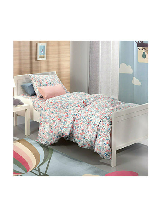 Saint Clair Sheet Set Single Cotton Letters Blue 160x250cm 3pcs