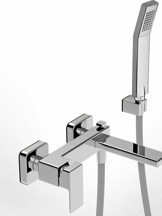 La Torre Profili Mixing Bathtub Shower Faucet Complete Set Silver