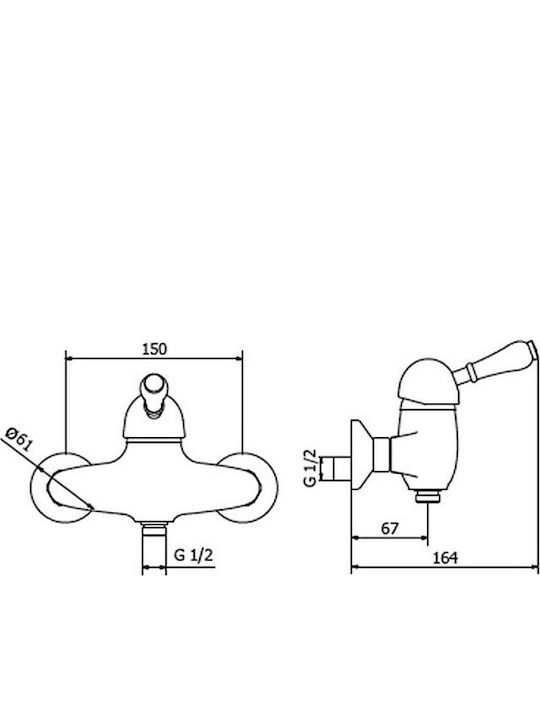 Teorema Tiffany Mixing Retro Shower Shower Faucet Complete Set Silver