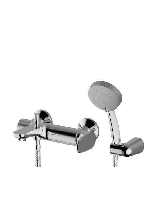 Teorema Tag Mixing Bathtub Shower Faucet Complete Set Silver