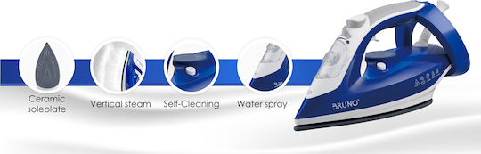 Bruno Steam Iron 2800W with Ceramic Plate and Continuous Steam Supply 32g/min