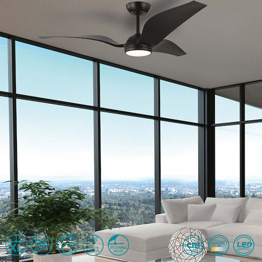 Eglo Mosteiros Ceiling Fan 142cm with Light Fixture Black