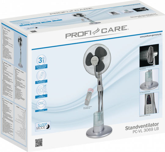 ProfiCare PC-VL 3069 LB Вентилатор С Водна Мъгла 85W Диаметър На Вентилатора 40см Сребрист