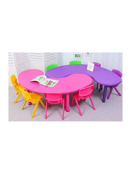 Set masă pentru copii din plastic în formă de semilună cu scaune Set Masă cu Scaune pentru Copii din Plastic Verde Fun Baby