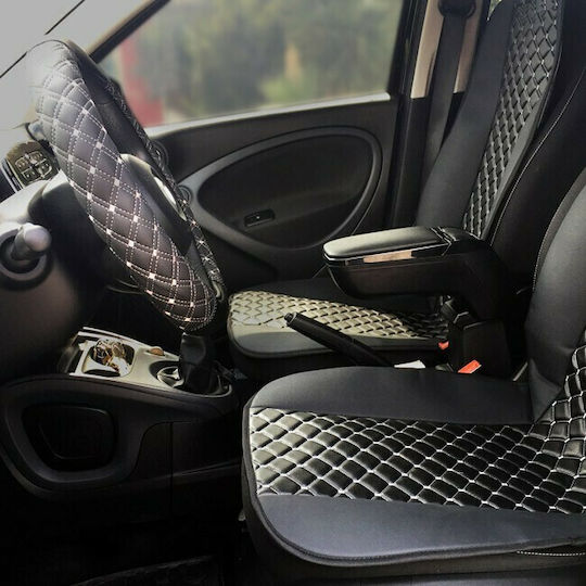 Auto Gs Car Steering Wheel Cover Elegant with Diameter 45cm made of Leatherette Black with Gray Stitching
