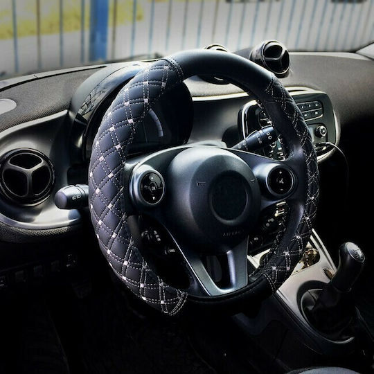Auto Gs Car Steering Wheel Cover Elegant with Diameter 45cm made of Leatherette Black with Gray Stitching